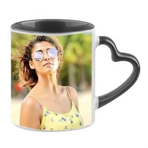 White Printed Sublimation Heart Handle Mug Material Ceramic Capacity