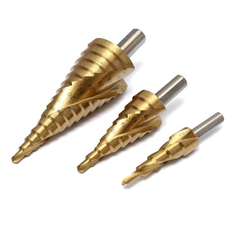 G High Quality 3Pcs Large HSS Steel Step Cone Drill Titanium Bit Set