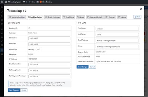 Booking Details Wp Booking System