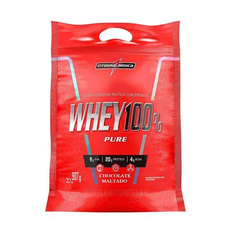 Whey 100 Pure 907g Refil Chocolate Maltado Integralmédica Otimanutri