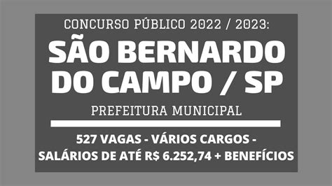 Aberto Concurso da Prefeitura de São Bernardo do Campo SP 2022 2023