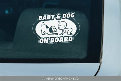 Dog And Baby On Board Car Window Vinyl Decal