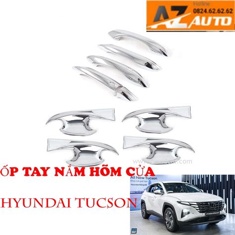 Bộ ốp tay nắm hõm cửa xe Hyundai Tucson 2022 2023 mạ Crom hàng cao