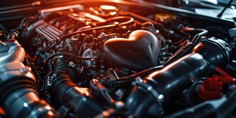 Premium Photo Car Engine Closeup With Black Heart Car Engine Background