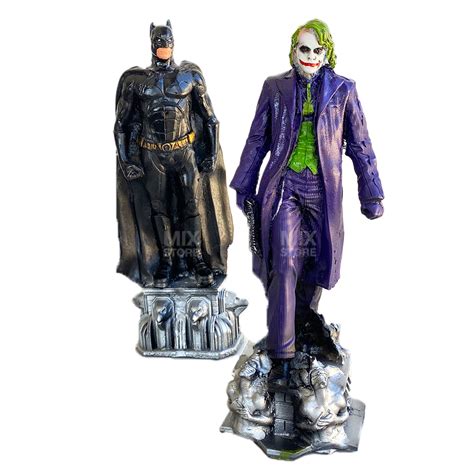 Boneco Resina Kit Batman E Coringa Cavaleiro Das Trevas Dc Cm