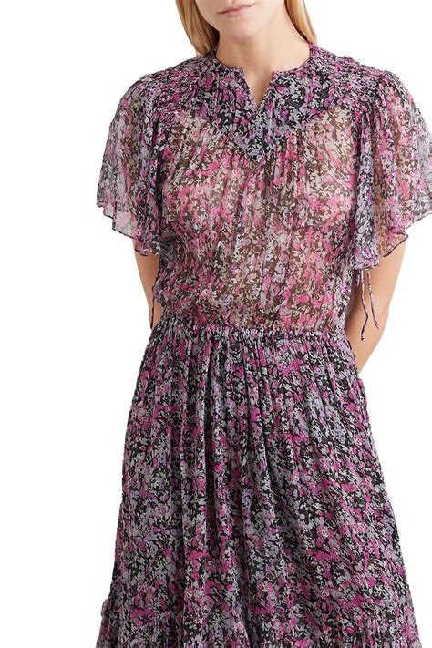 ISABEL MARANT Odelia Tiered Floral Print Silk Chiffon Midi Dress THE