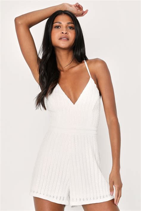 White Sleeveless Romper Cute Sequin Romper Backless Romper Lulus