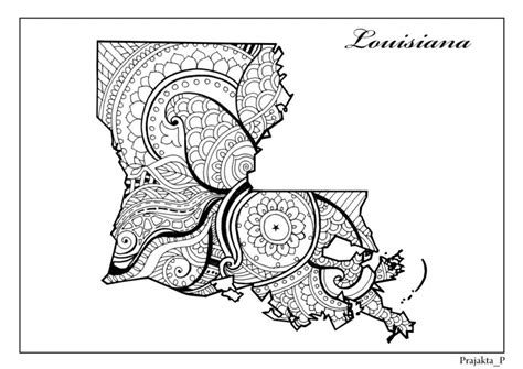 Louisiana State Map Adult Coloring Page Printable July Th Etsy