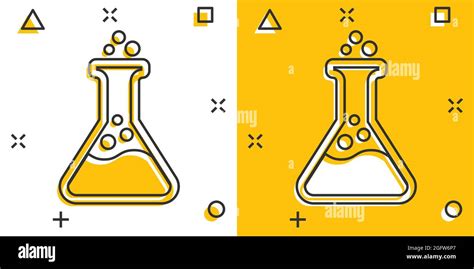 Chemie Becher Zeichen Symbol Im Comic Stil Kolben Reagenzglas Vektor