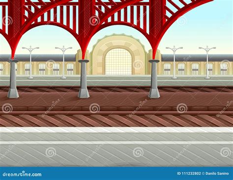 View On Railways In The Train Station Stock Vector Illustration Of