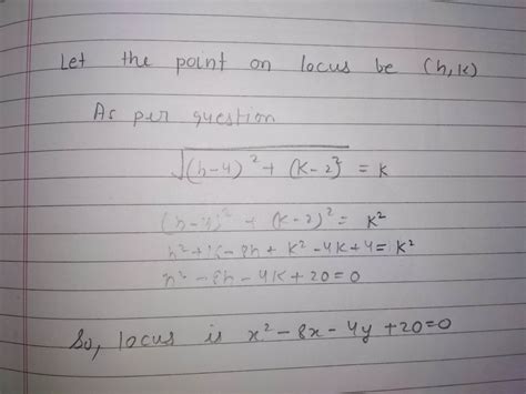 The Equation Of The Locus Of All Points Equidistant From The Point