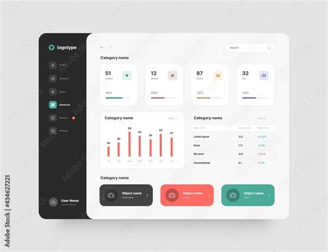 Vetor de Dashboard design. Desktop app with UI elements. Use for web application or website. do ...