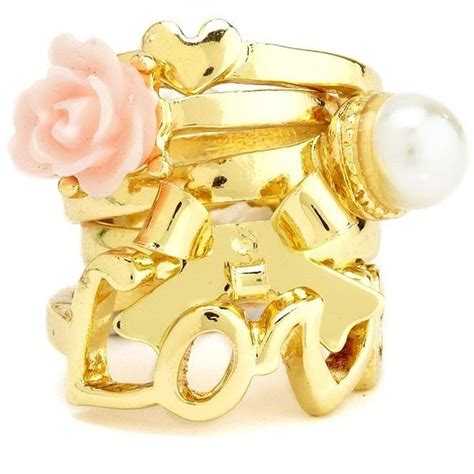 Love Stackable Ring Set Liked On Polyvore Stackable Ring Sets