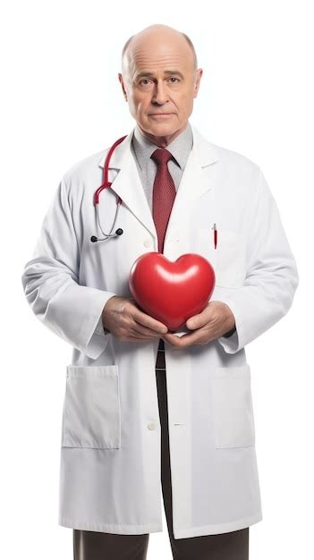 Premium AI Image Male Doctor Standing Smiling Holding A Big Red Heart