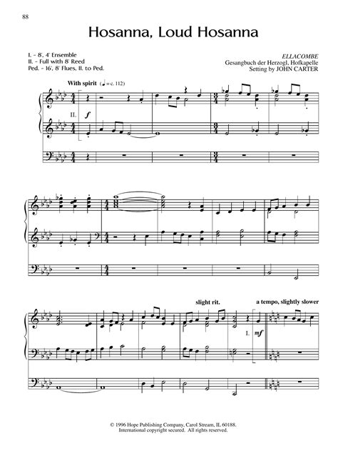 Hosanna Loud Hosanna By John Carter Sheet Music For Organ At Sheet