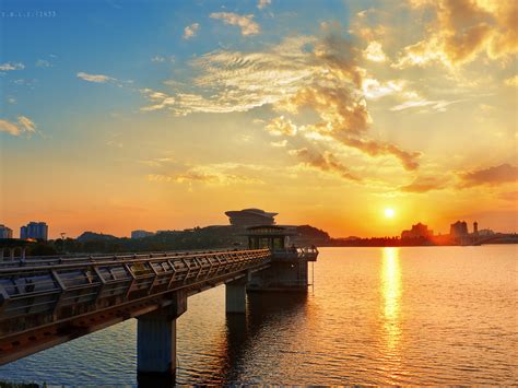 Fondos De Pantalla Ciudad Puente Río Atardecer Cielo Nubes