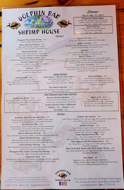 Menu at Dolphin Bar and Shrimp House, Jensen Beach