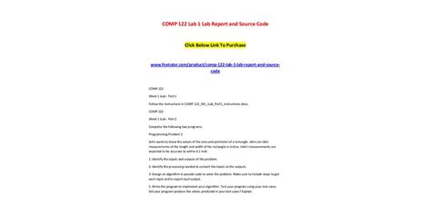 Comp 122 Lab 1 Lab Report And Source Code Comp 122 Lab 1 Lab Report And