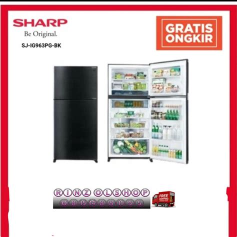 Promo KULKAS SHARP SJ IG963PG BK INVERTER 2 PINTU PLASMA ION