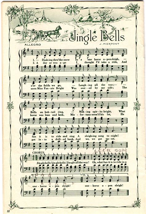 Jingle Bells Christmas Sheet Music Christmas Sheet Music Christmas Music Sheet Music Crafts