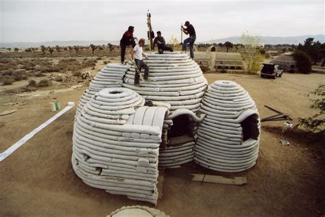 Sandbags Are Filled With Sand And Earth And Stacked To Form Walls Cal Earth Institute Has