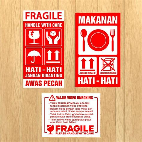 Jual Sticker Fragile Label Makanan Awas Pecah Video Unboxing Handle