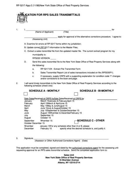 Form Rp App Application For Rps Sales Transmittals Printable