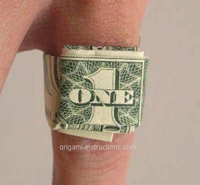 Origami Folding Instructions - How to Make a Money Origami Ring