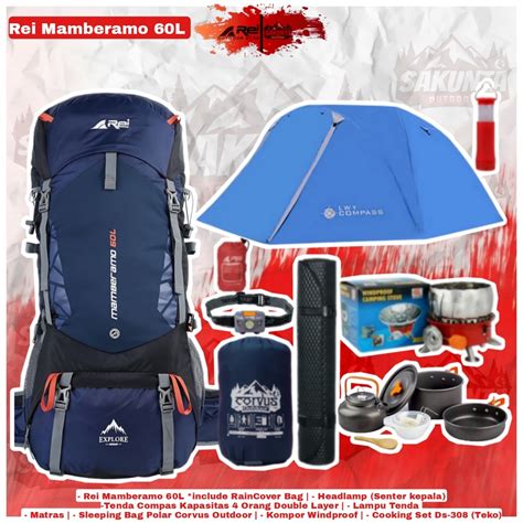 Jual Paket Hemat Alat Pendakian Gunung Carrier REI Arei Mamberamo 60L