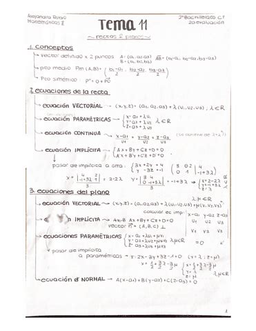 Formulario Matematicas II 2o Bach EVAU Probabilidad Y Geometria Pdf