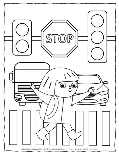 Road Safety Coloring Page Planerium First Grade Games First Grade