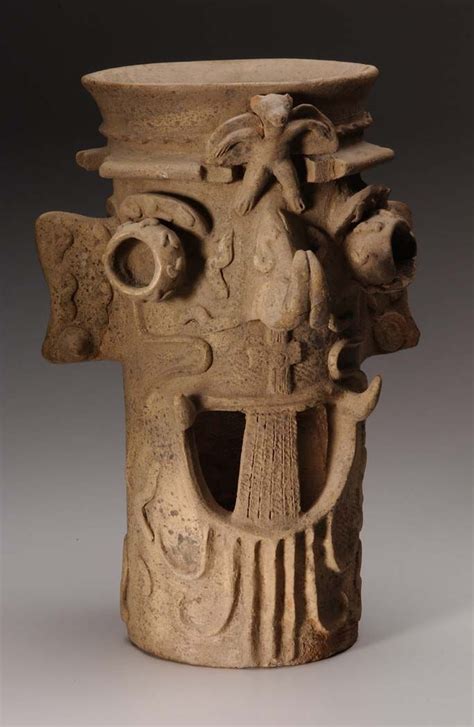 Tlaloc Incensario Colima Mexico Pottery Bc Ad Mayan Art