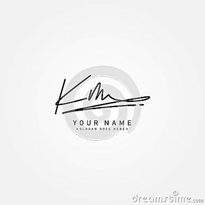 Handwritten Signature Logo For Initial Letter KM Vector Logo Template