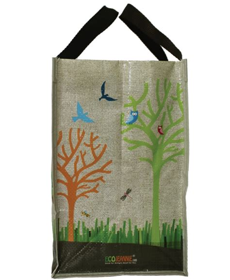 Ecojeannie Laminated Mini Woven Reusable Shopping Tote Bag