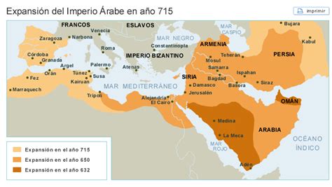 Mapa Expansión del Imperio Árabe en el año 715 en 2020 Mapa del