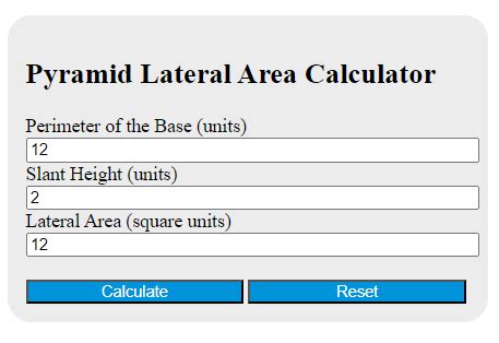 Pyramid Lateral Area Calculator - Calculator Academy