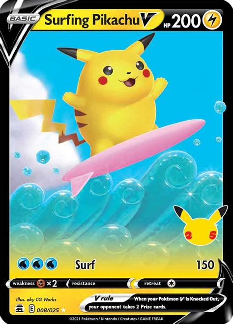 Surfing Pikachu V 825 Celebrations Ultra Rare Shady Bloom