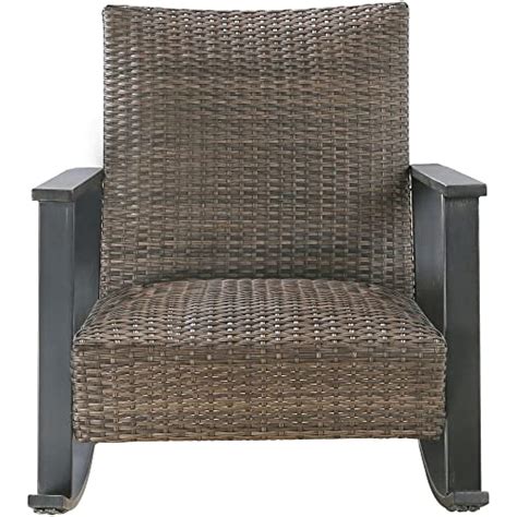 Rocking Chair Outdoor Patio Furniture Non-Rust Aluminum Wicker Rattan ...