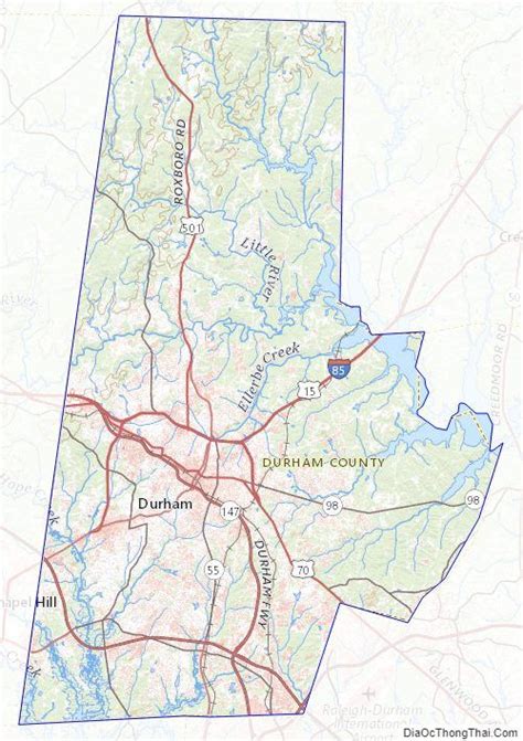 Map Of Durham County North Carolina A C Th Ng Th I