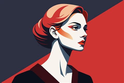 Ilustração vectorial de una mujer con labios rojos y fondo rojo Vetor