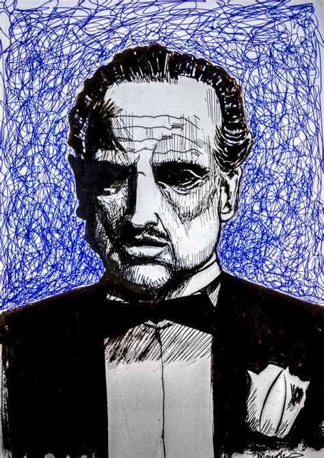 An Ink Portrait Of Marlon Brando As Godfather I Did Years Ago And Had