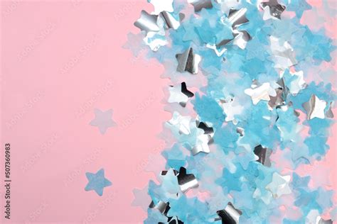 Pink background with confetti Stock Photo | Adobe Stock