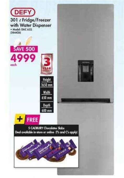 Defy L Fridge Freezer With Water Dispenser Offer At Makro