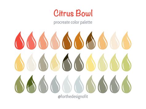 Procreate Color Palette Citrus Bowl Swatches For Procreate Etsy