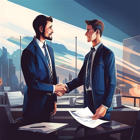 Premium AI Image Illustration Of Businessman Shaking Hands With A