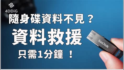 【隨身碟檔案不見2024】只需1分鐘！隨身碟資料救援，tenorshare 4ddig隨身碟救援軟體，超快救援usb隨身碟，解決usb檔案不見的問題！ Youtube