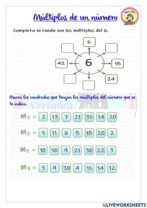 Ficha de Múltiplos de un número para tercer grado en 2022 Material