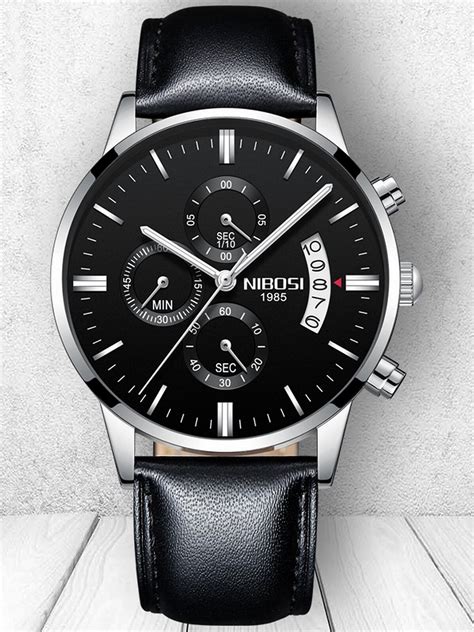 Buy Nibosi Nibosi Men Black Dial Black Leather Straps Analogue