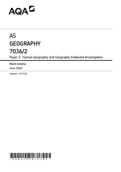 Aqa 2022 Geography A Level Markscheme Paper 2 Browsegrades