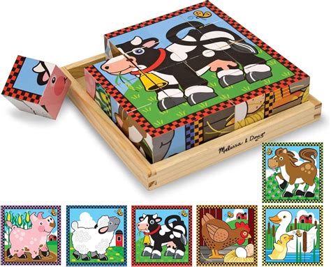 Melissa And Doug Farm Cube Puzzle Rompecabezas De Cubo De 16 Piezas De